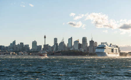 Sydney skyline with big boat in frameのeditorial素材