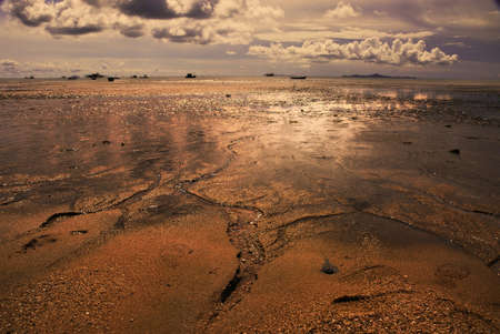 A perfect angle of sun light to the beachの写真素材