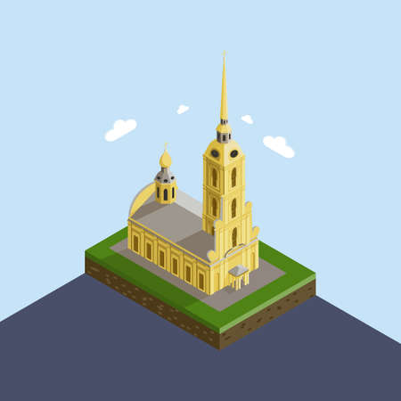 Saint Petersburg Peter and Paul Fortress attractions 3d illustration isometry travel isometric city vector culture historyのイラスト素材