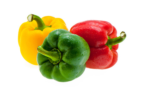 sweet peppers on white backgroundの写真素材