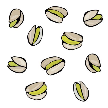 Pistachio Snack Doodle Style Sketch. Walnut Vector Illustrationのイラスト素材