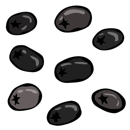 Black Olives Seamless. Doodle Style Vector Design, Isolated on White Background.のイラスト素材