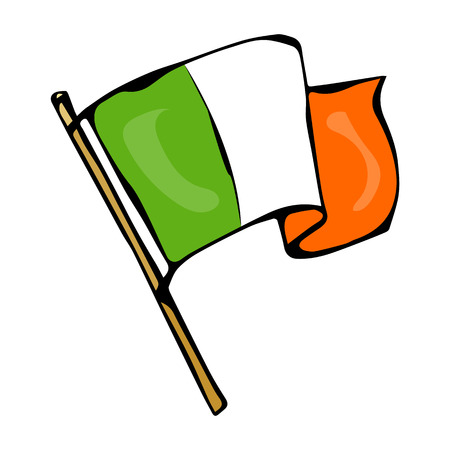 Ireland Country Flag Green, White, Orange Coloured. Irish Saint Patricks Day Vector Illustration Hand Drawn. Savoyar Style Doodleのイラスト素材