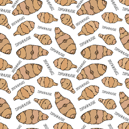 Seamless Endless Pattern of Jerusalem Artichoke or Topinambur. Vegetable Collection. EPS10 Vector. Hand Drawn Doodle Style Realistic Illustrationのイラスト素材