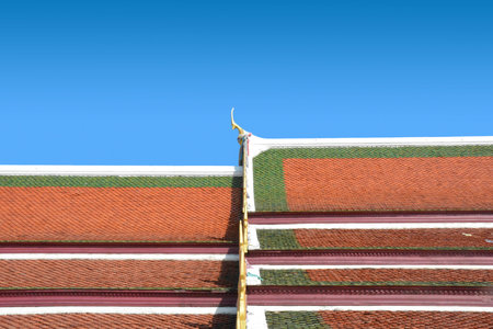Roof of Buddhist Thai Temple - Theravada temple styleの写真素材