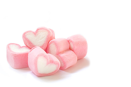 Valentine Day Heart shape marshmallow with on whtie backgroundの写真素材