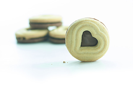Heart shaped cookie isolated on white background