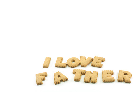 Cookies letters i love father alphabet on white backgroundの写真素材