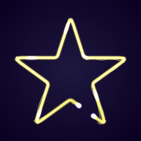 Shining retro neon star. Vintage bright sign board for your design. Vector illustration.のイラスト素材