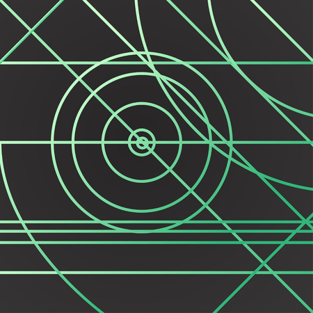 Abstract background with green dots, circles and linesのイラスト素材