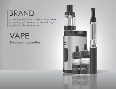 Vape shop brand design banner. Template for design poster, placard, presentation, banners, cover.のイラスト素材