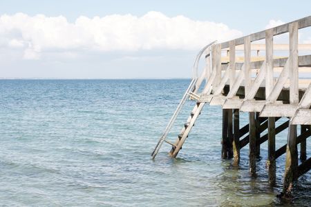 A wooden pier in Denmarkの写真素材