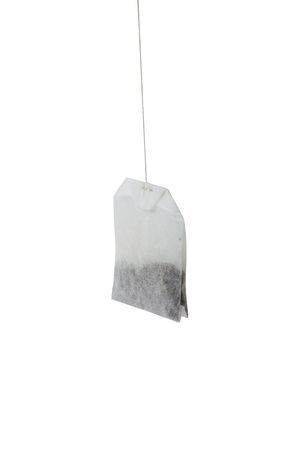 A tea bag isolated on whiteの写真素材