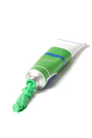 A tube with green oil paintの写真素材