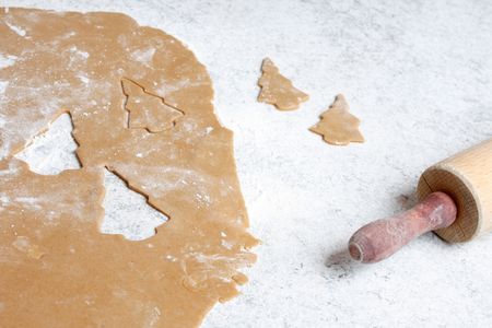 Cookie dough with christmas treeの写真素材