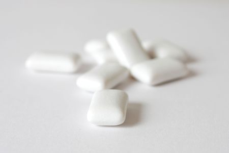 Chewing gum on a tableの写真素材