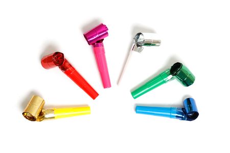 Party blowers isolated on whiteの写真素材