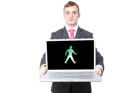 Business man with a laptopの写真素材