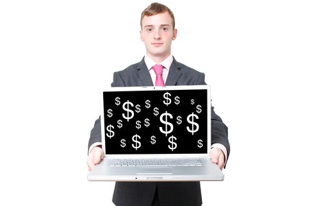 Business man with a laptopの写真素材