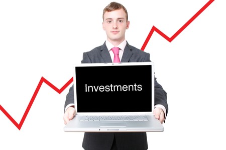 Business man with a laptopの写真素材