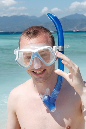 A man snorkellingの写真素材