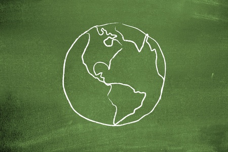 Earth on blackboardの写真素材
