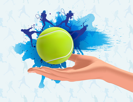 Tennis ball on hand backgroundのイラスト素材