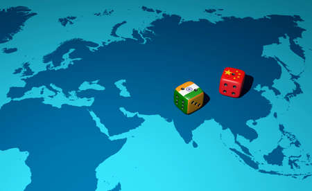 Conflict between India and China. India-China relations. India versus China.の写真素材