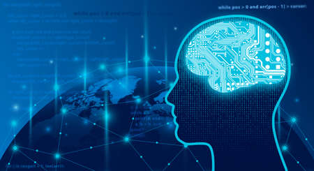 AI - Artificial Intelligence - concept. Wireless connection futuristic. Business, Big Data exchanges...