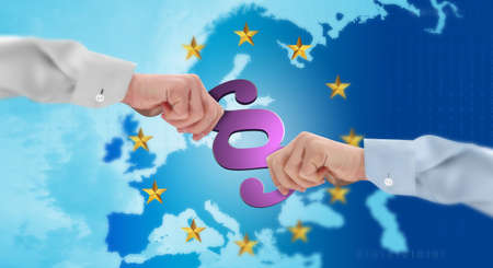 Dispute over the rule of law in the European Union. EU agrees to link rule of law to budget fund access.の写真素材