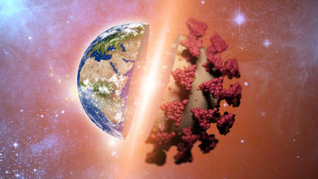 Coronavirus COVID-19 attacking world. News about corona virus. The Earth threatened by the...