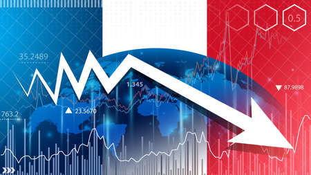 France economic growth expected to slow down. Supply chain crisis slows economic growth. France economy sees deepest decline on record.の写真素材
