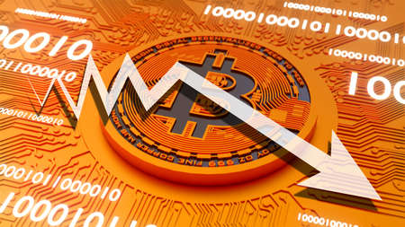 Bitcoin Breaks From Stocks and Keeps On Falling as Crypto Slides.の写真素材