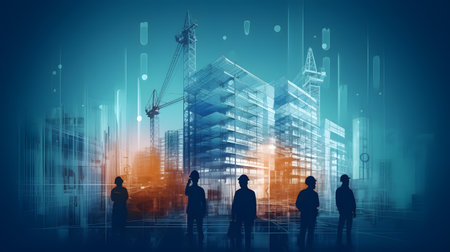 A visual representation of the precision and efficiency required for successful construction projects. The building under construction site serves as a reminder of the constant progress and innovation that shapes our modern cities.の素材