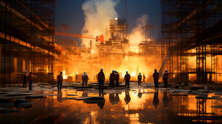 Efficiency in Construction: Cranes and Skilled Workers Transforming the Siteの素材