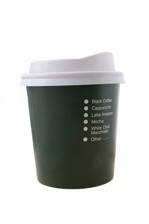 Plastic/paper coffee cup for take-away on whiteの写真素材