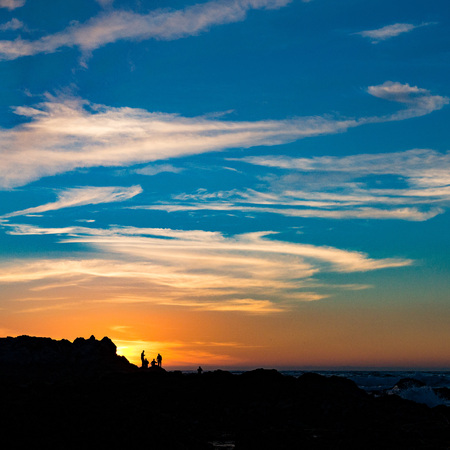 People enjoying a sunset togetherの写真素材