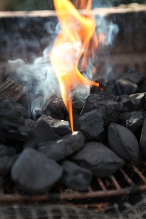 Charcoal Briquettes on the Barbecueの写真素材