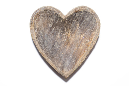 Wooden Heart isolated on white の写真素材