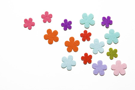 Fabric Flower Shapes on a White の写真素材