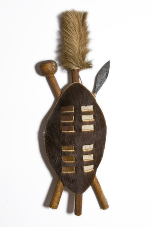 Zulu Shield on a White の写真素材