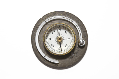 Vintage Compass with Thermometer on a White の写真素材