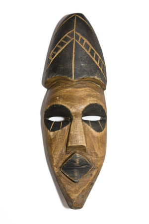 Wooden Zulu Mask on a White の写真素材