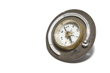Vintage Compass with Thermometer on a White の写真素材