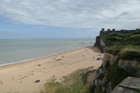 Beach scene at Kingsgate Bay in Kent.