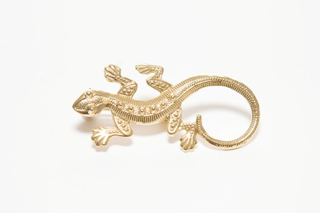 Stock Photo - gold lizard on white background isolated four legsの写真素材