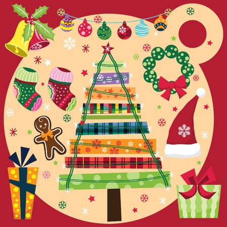 Retro Christmas Elementsのイラスト素材