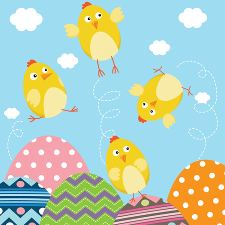 Happy Easter Newborn Baby Chicksのイラスト素材