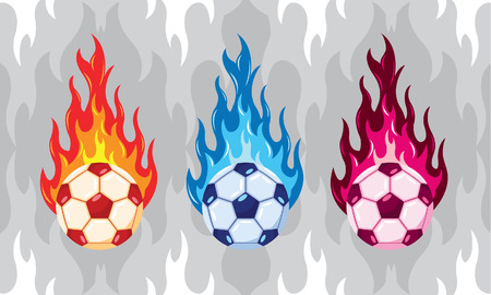 Colorfull Flaming Soccer Ballのイラスト素材