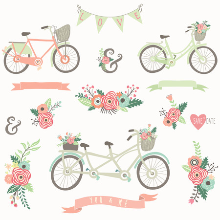 Hand Drawn Floral Bikeのイラスト素材